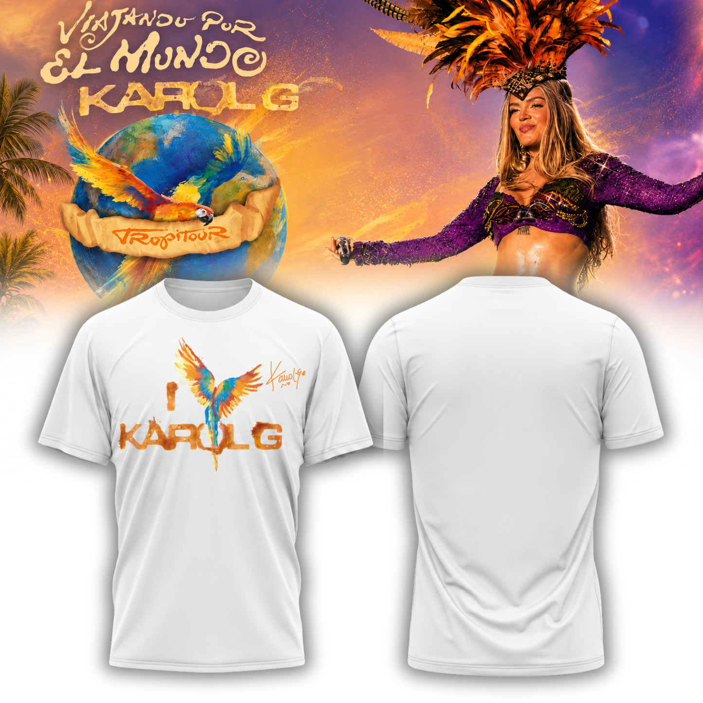 Karol G ” Viajando por el Mundo Tropitour ” Signature Limited Edition – Tshirt