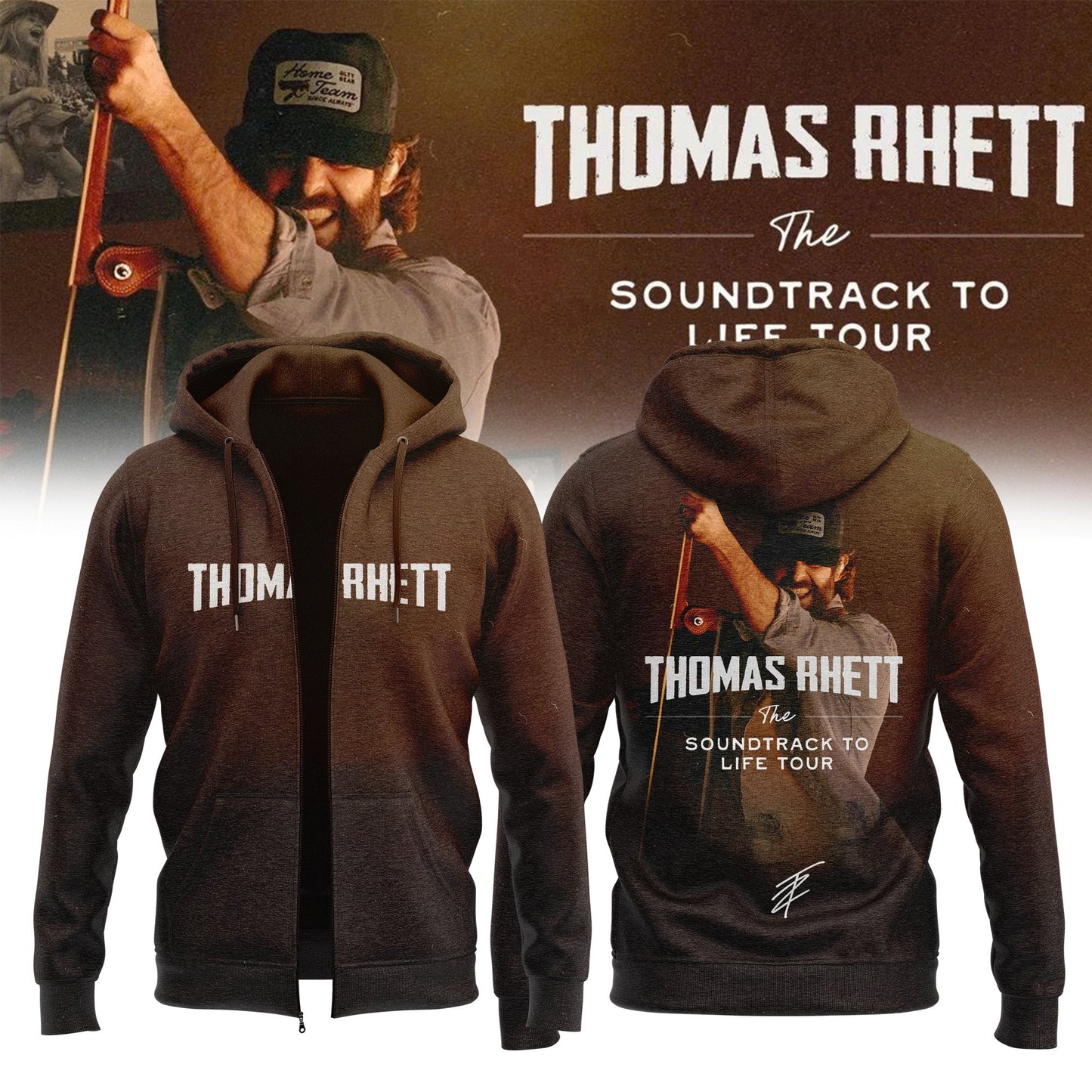 ,..Thomas Rhett ”The Soundtrack to Life Tour” Limited Edition Signature – Zip Hoodie