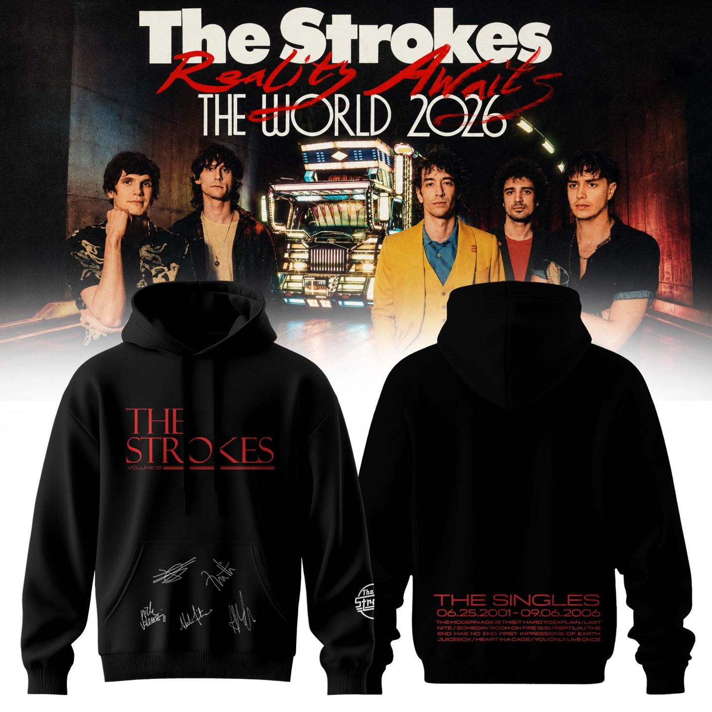 ,The Strokes “Reality Awaits Tour 2026” Signature Limited Edition – Hoodie