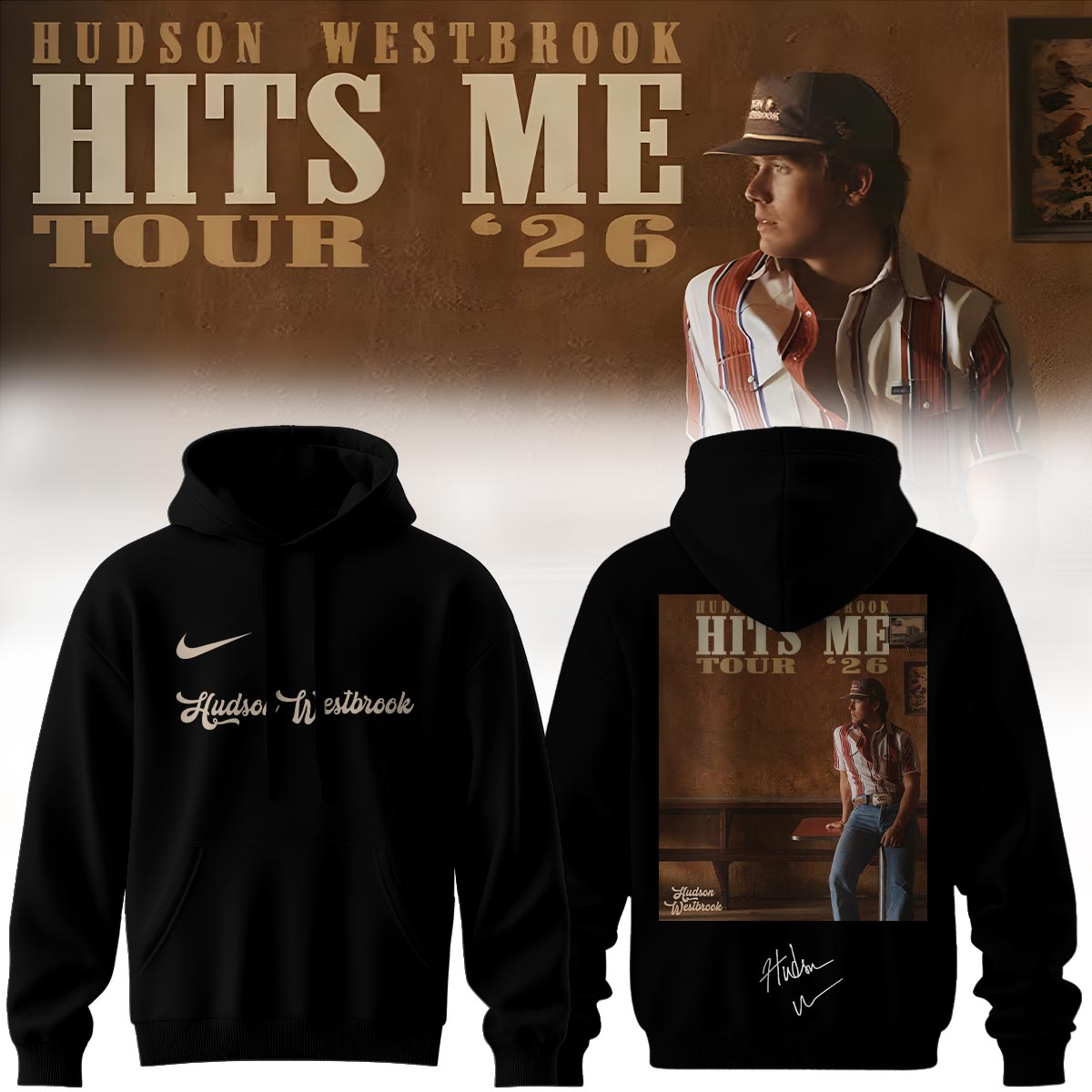 ,,.Hudson Westbrook ”Hits Me Tour 2026” Signature – Hoodie
