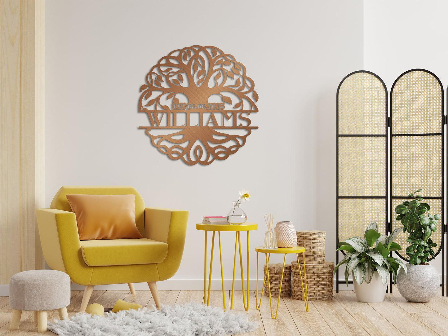 Custom Last Name Metal Sign, Tree of Life Monogram, Personalized Family Name Sign, Outdoor Decor, Wedding Anniversary Gift