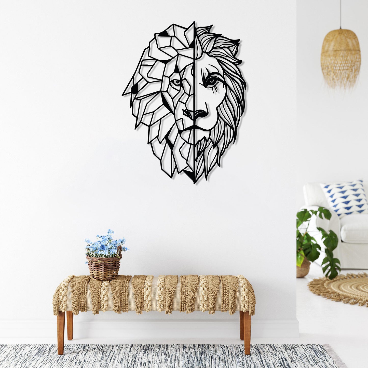 Lion Metal Wall Art, Lion Head Decor, Unique Design Home Decor, Large Geometric Lion Art, Modern Art, Minimalist Lion Hanging, Animal Gift