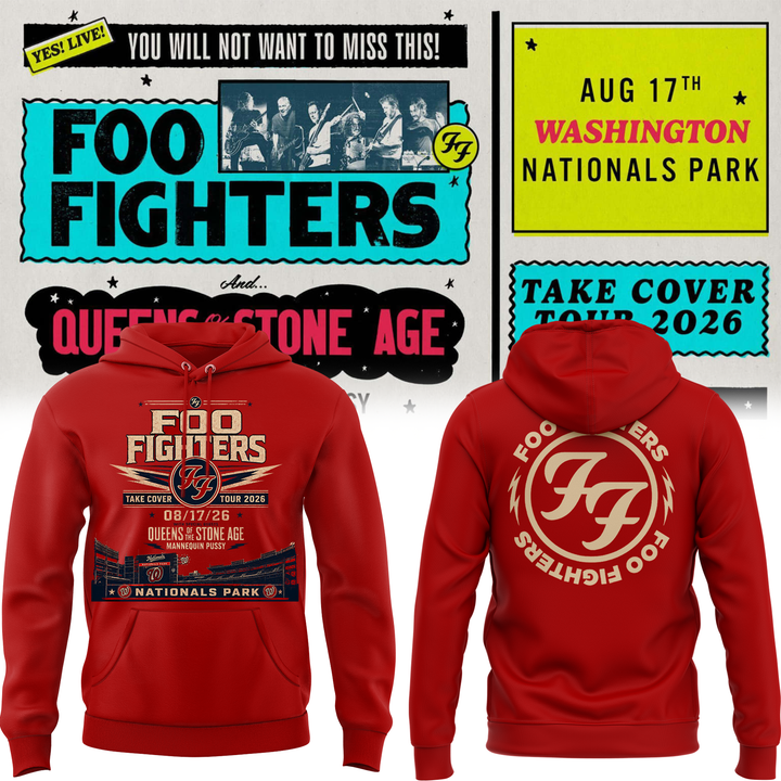 Limited Edition Foo Fighters x Nationals Park – Take Cover Tour 2026 hoodie