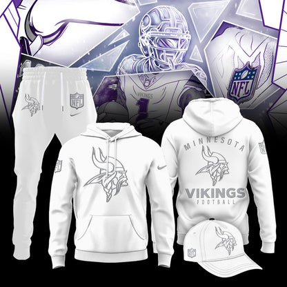 Minnesota Vikings 2025 Winter White Out Combo Hoodie