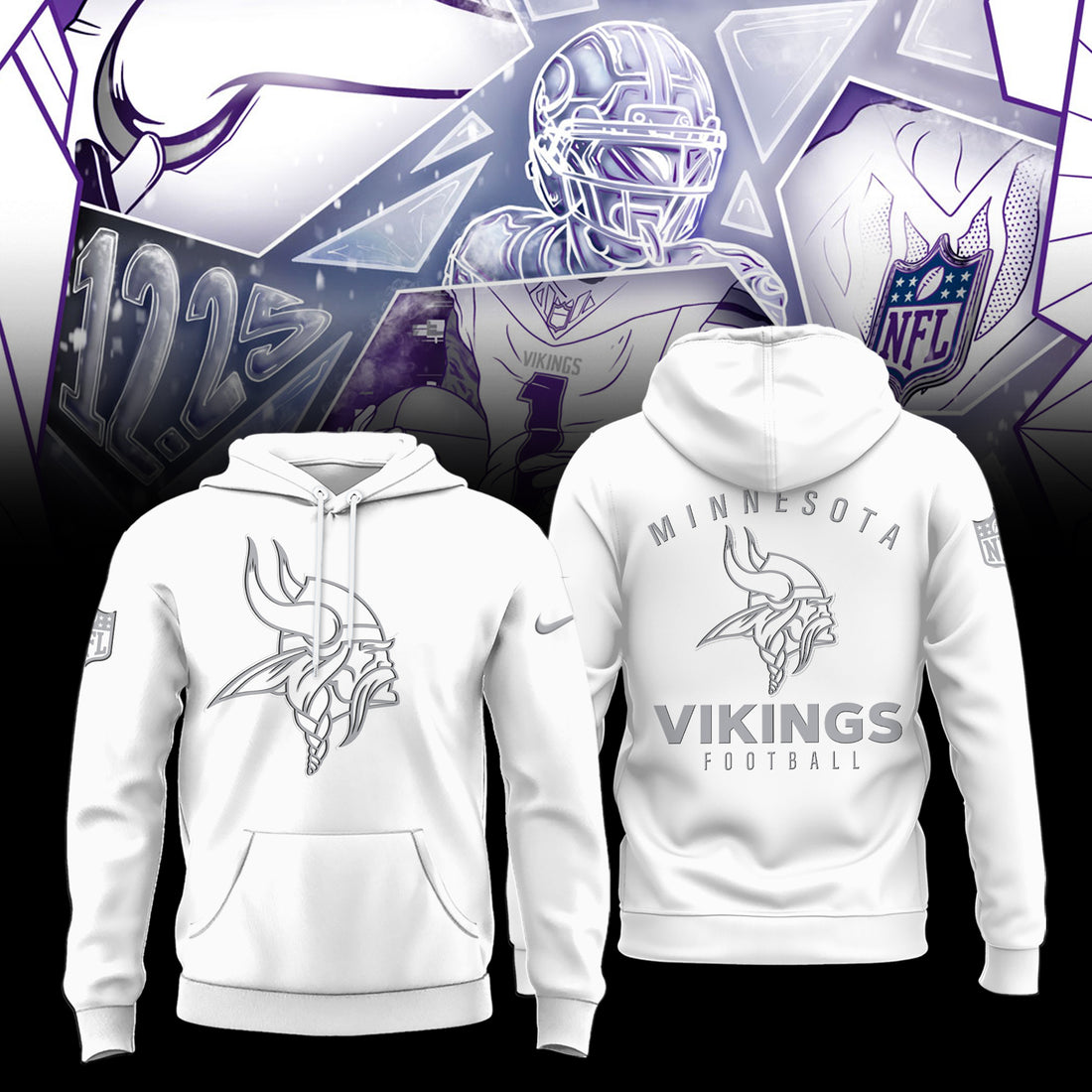 Minnesota Vikings 2025 Winter White Out Combo Hoodie