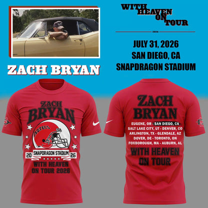 01. Zach Bryan x San Diego State Football - With Heaven On Tour 2026 T-Shirt