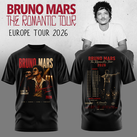 _Bruno Mars – The Romantic Tour US & UK 2026 Limited Tshirt