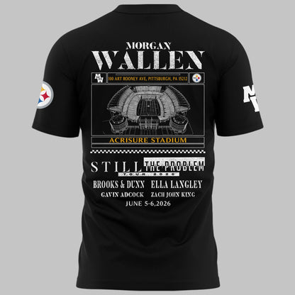 Limited Edition Morgan Wallen x Pittsburgh Steelers Black Tshirt 2026
