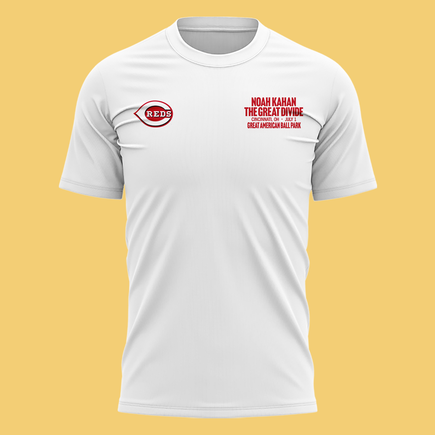 Limited Edtion Noah Kahan x Cincinnati Reds White Tshirt 2026