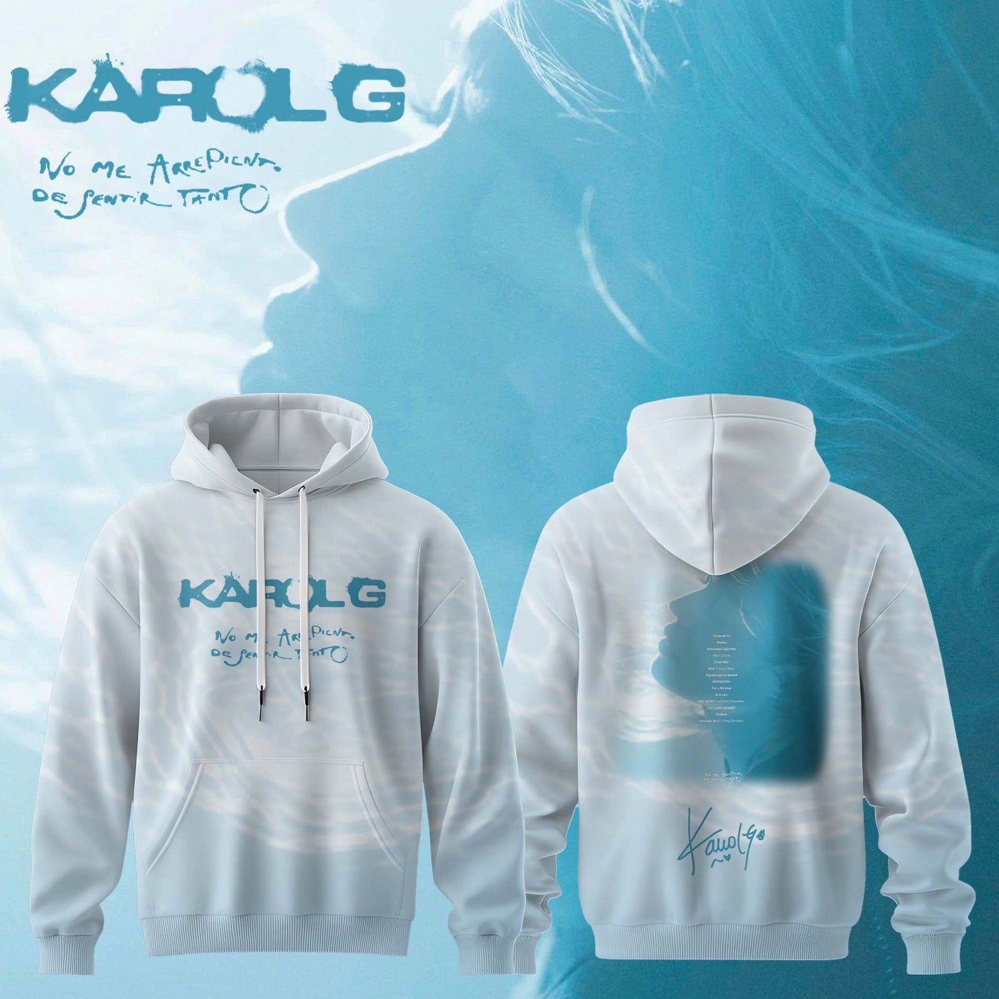 ,KaRol G Album “NO ME ARREPIENTO DE SENTIR TANTO” 🩵 – Hoodie