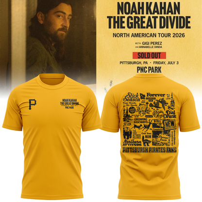 Limited Edition Pittsburgh Pirates x Noah Kahan Yellow Tshirt 2026