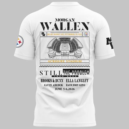 Limited Edition Morgan Wallen x Pittsburgh Steelers White Tshirt 2026