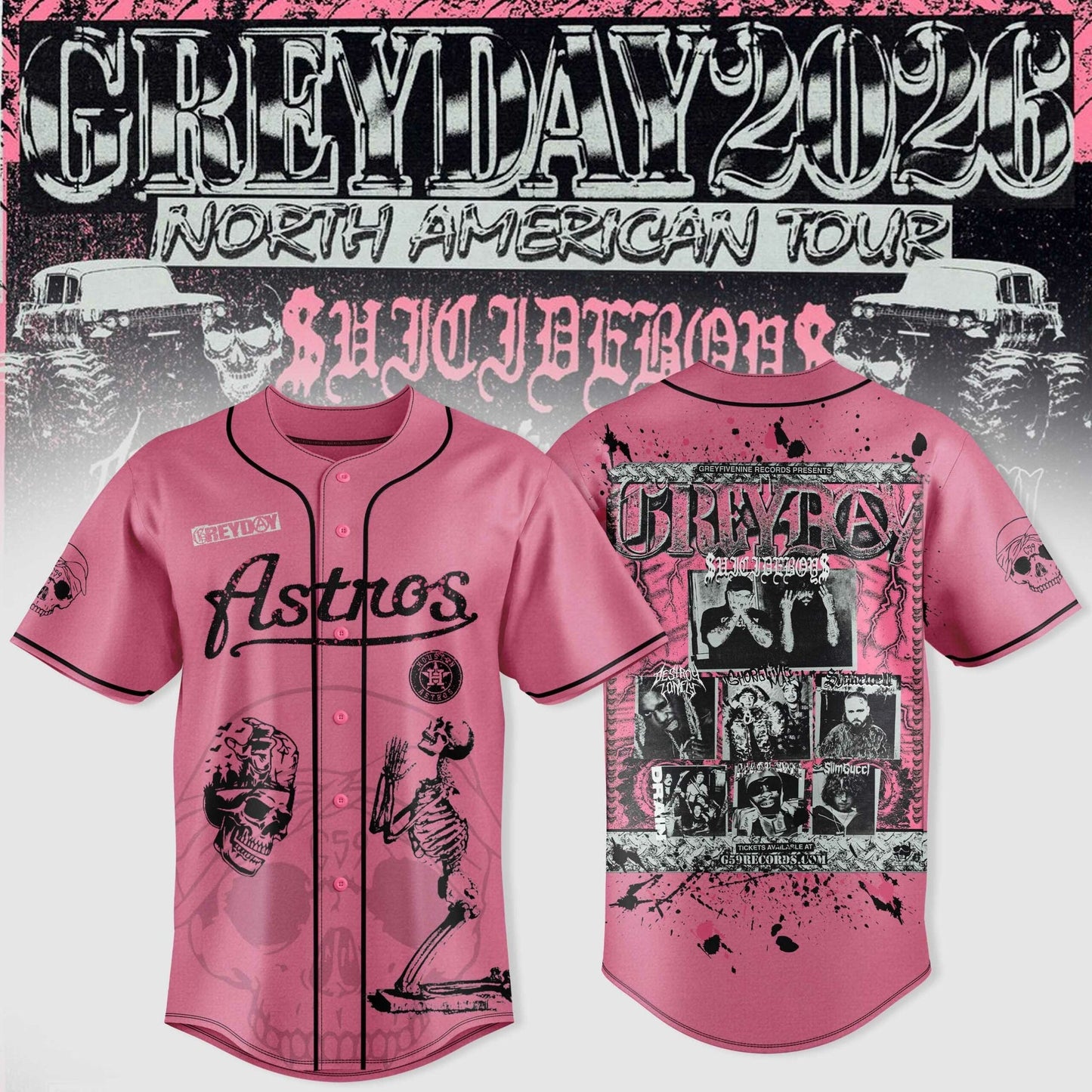 Houston Astros X $uicideboy$ Greyday 2026 – North American Tour Jersey
