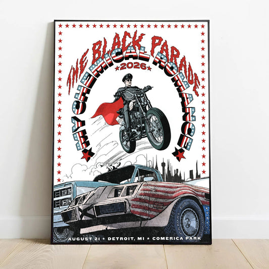 Limited Edition MCR Long Live The Black Parade Tour 2026 At Detroit Poster