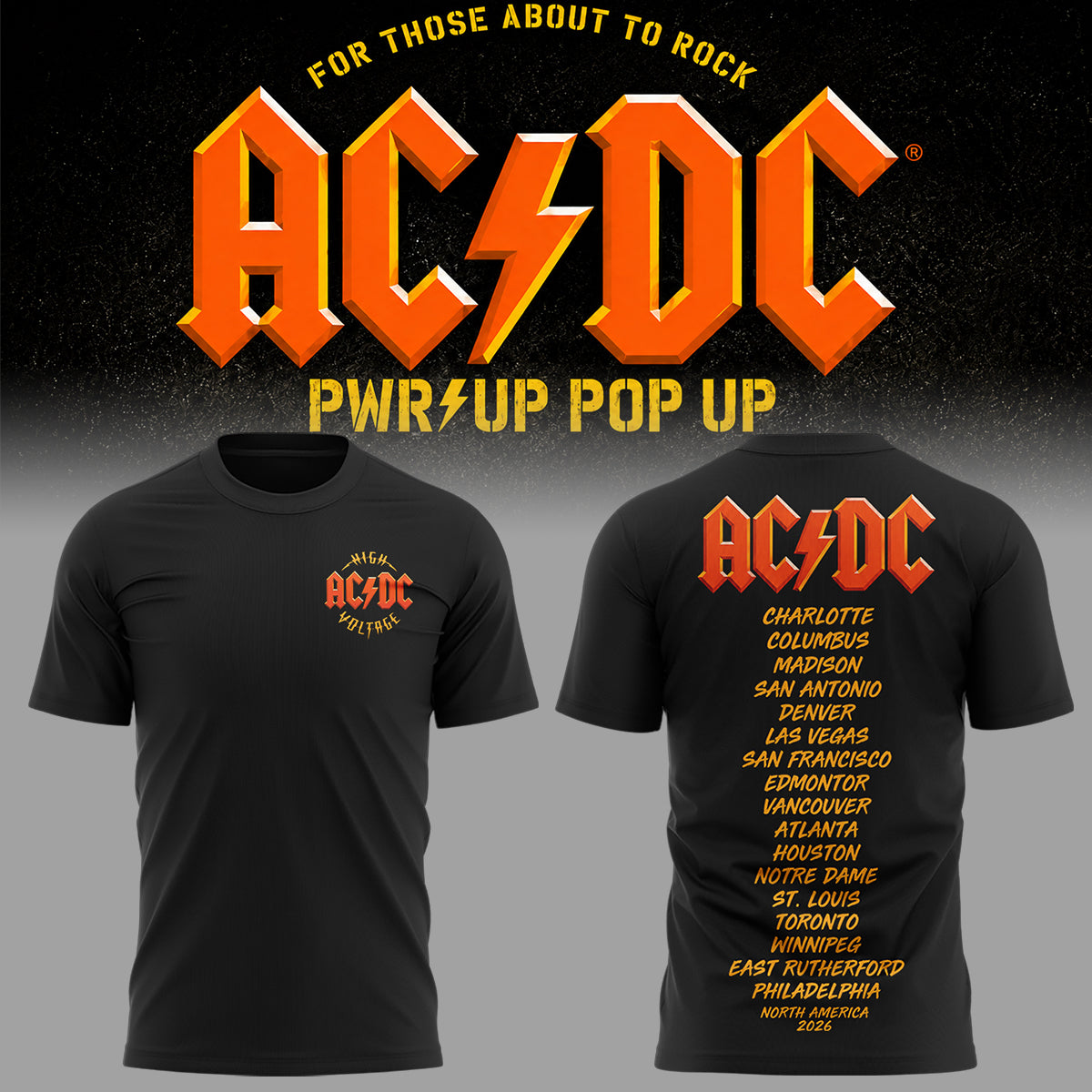 Limited Edition AC/DC Power Up Tour 2026 tshirt-