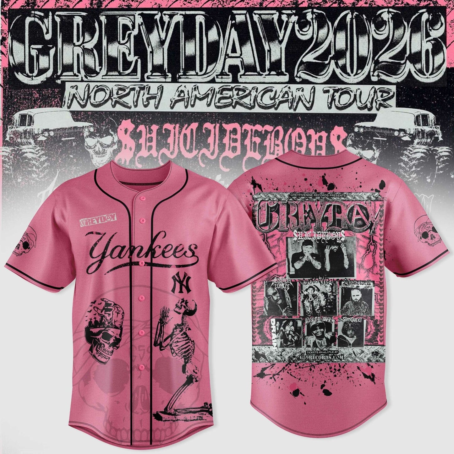 New York Yankees X $uicideboy$ Greyday 2026 – North American Tour Jersey