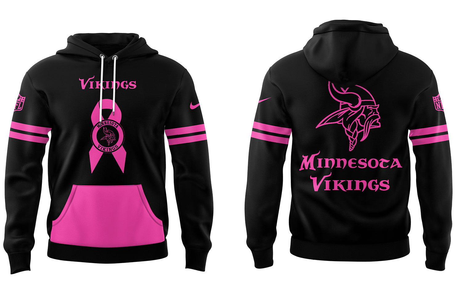 Minnesota Vikings Limited Intercept Cancer 2025 Black Hoodie