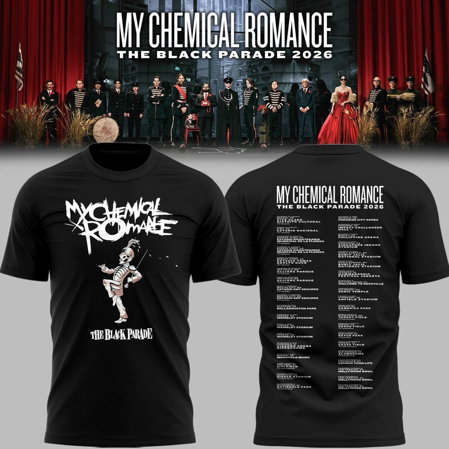 Limited Edition MCR The Black Parade 2026 Tour TShirt