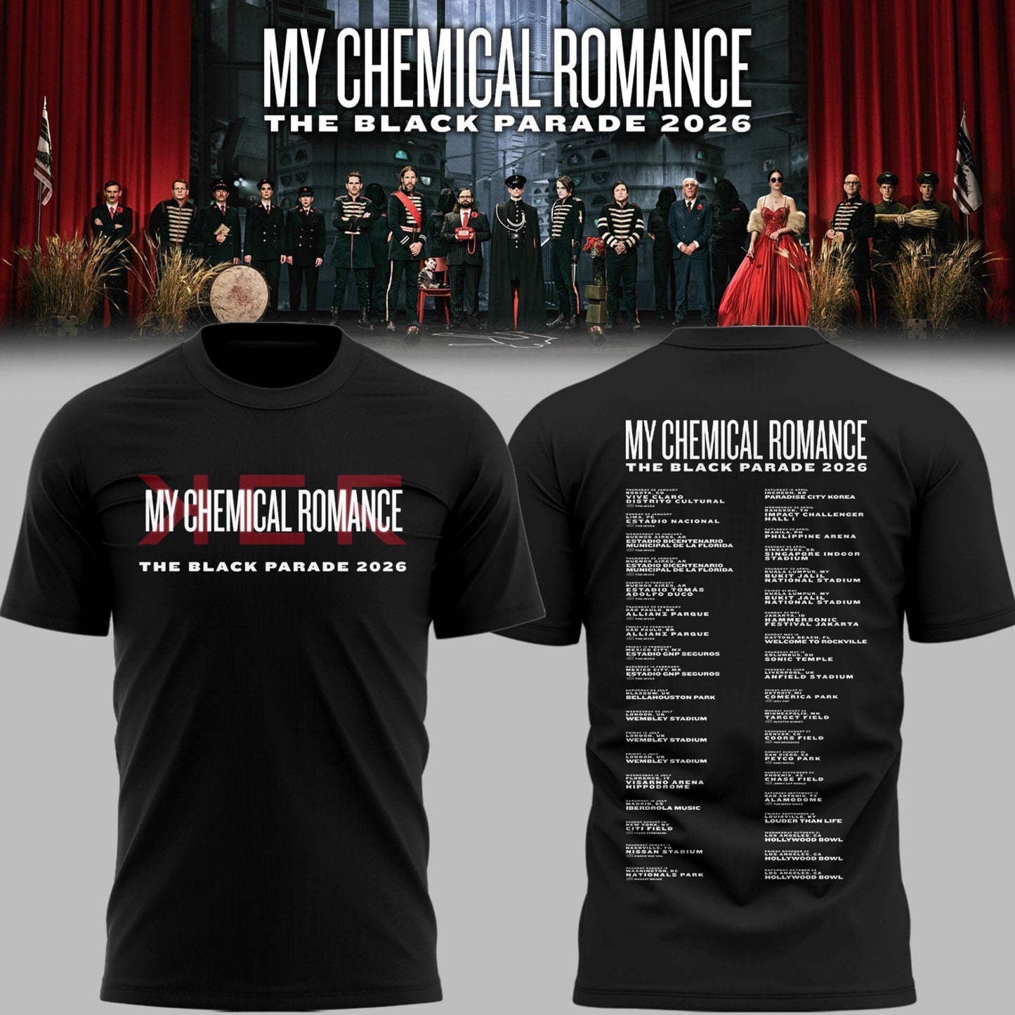 Limited Edition MCR The Black Parade 2026 Tour TShirt