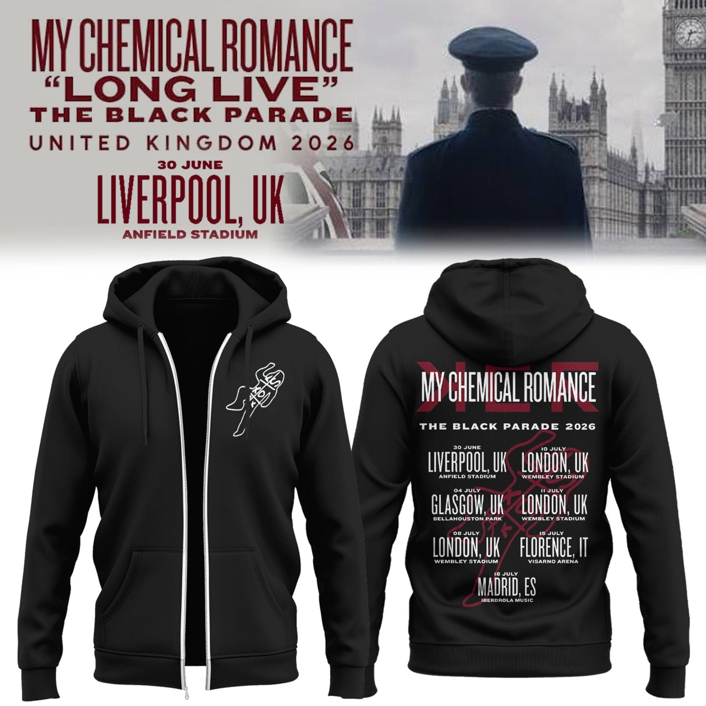 MCR The Black Parade TOUR 2026 Zip Hoodie-PU26062922