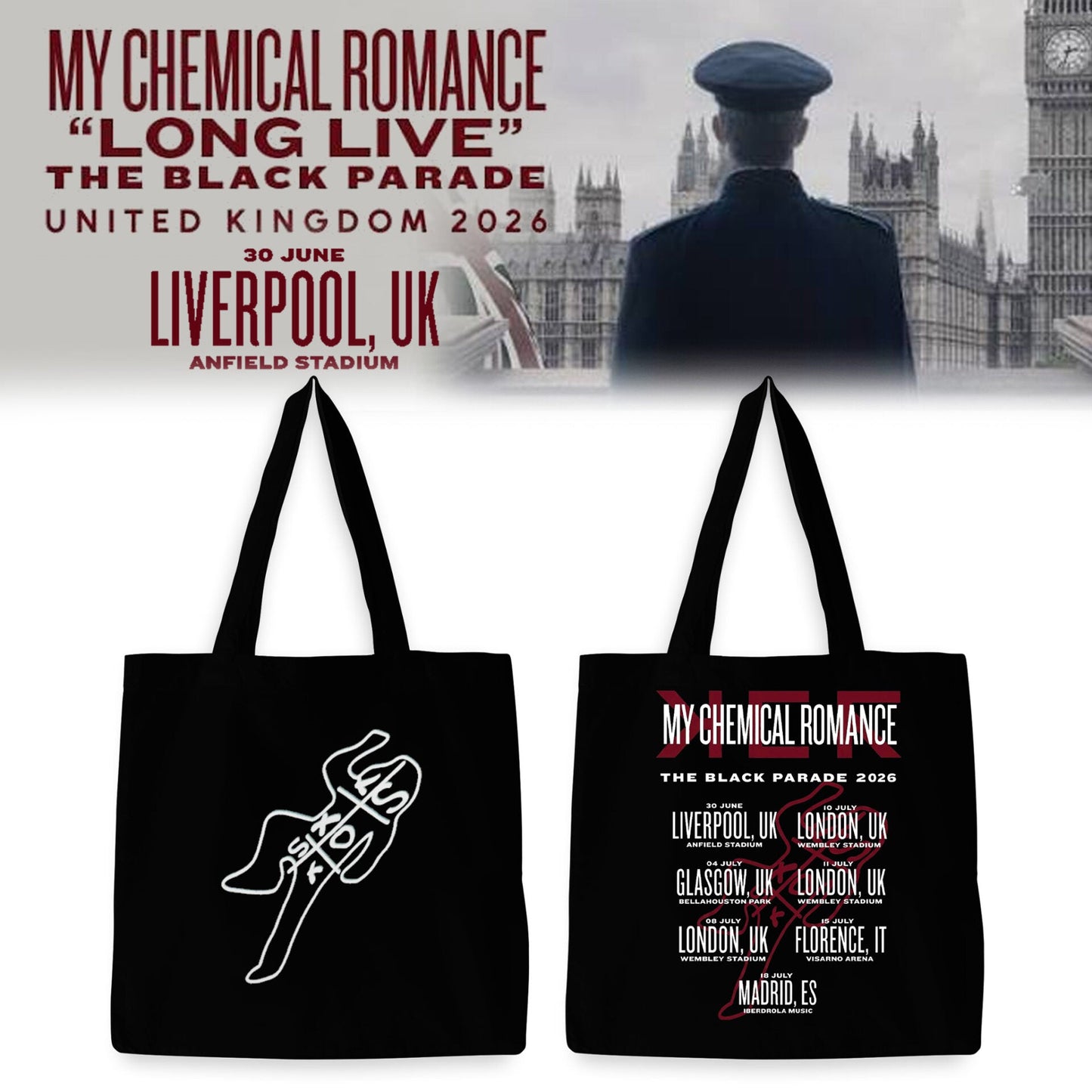 MCR The Black Parade TOUR 2026 Tote Bag-PU26062928
