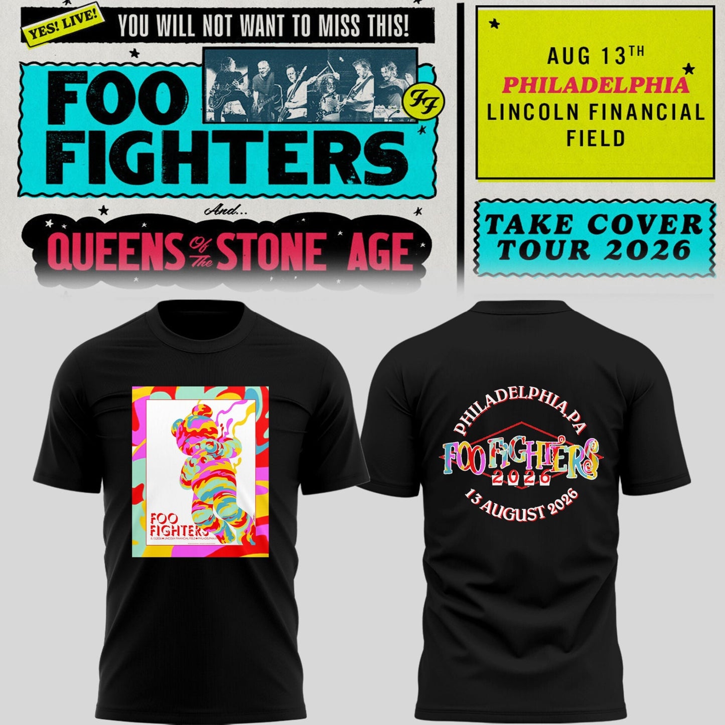 FF 🎸🎤 “Take Cover Tour 2026” in Philadelphia,PA TShirt