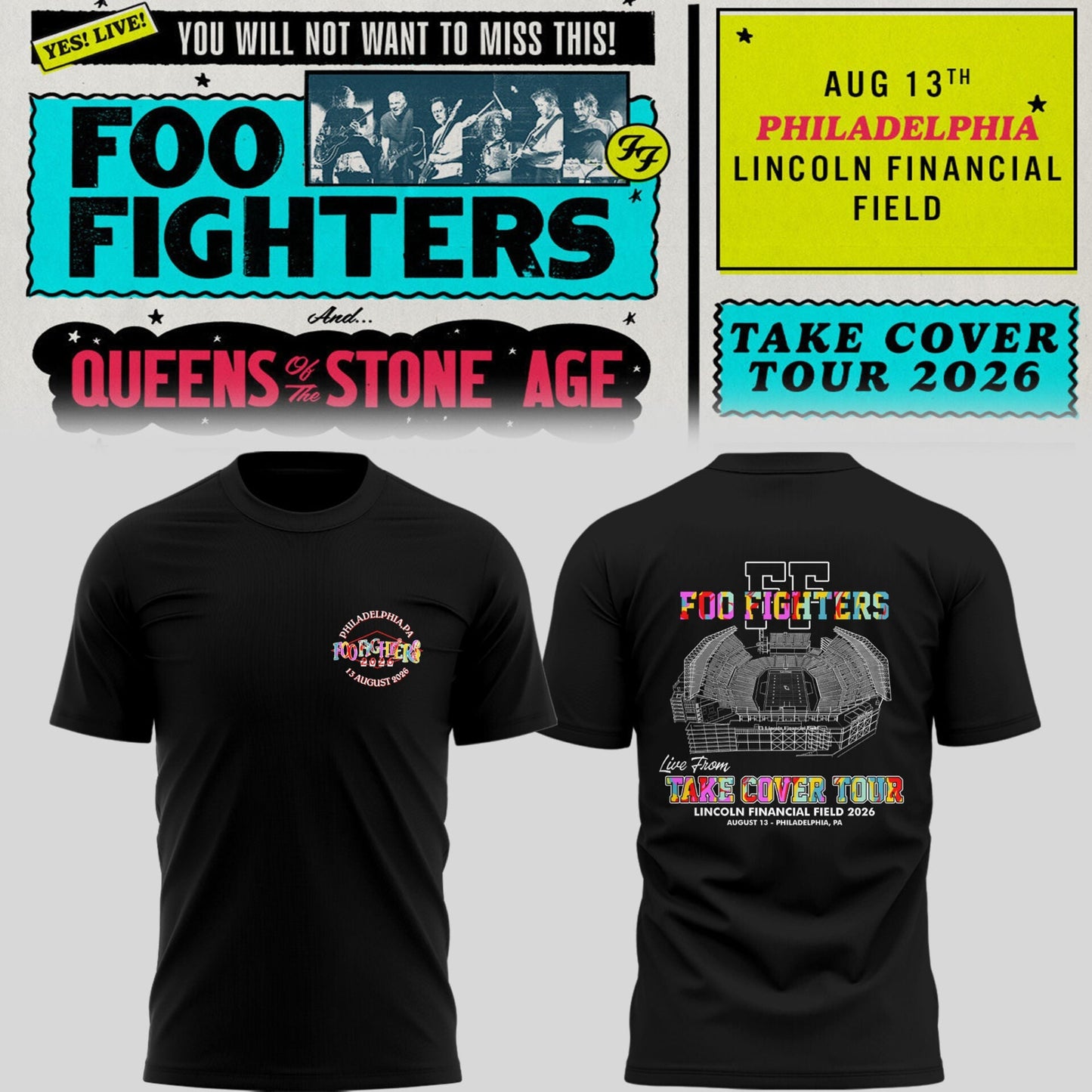 FF 🎸🎤 “Take Cover Tour 2026” in Philadelphia,PA TShirt