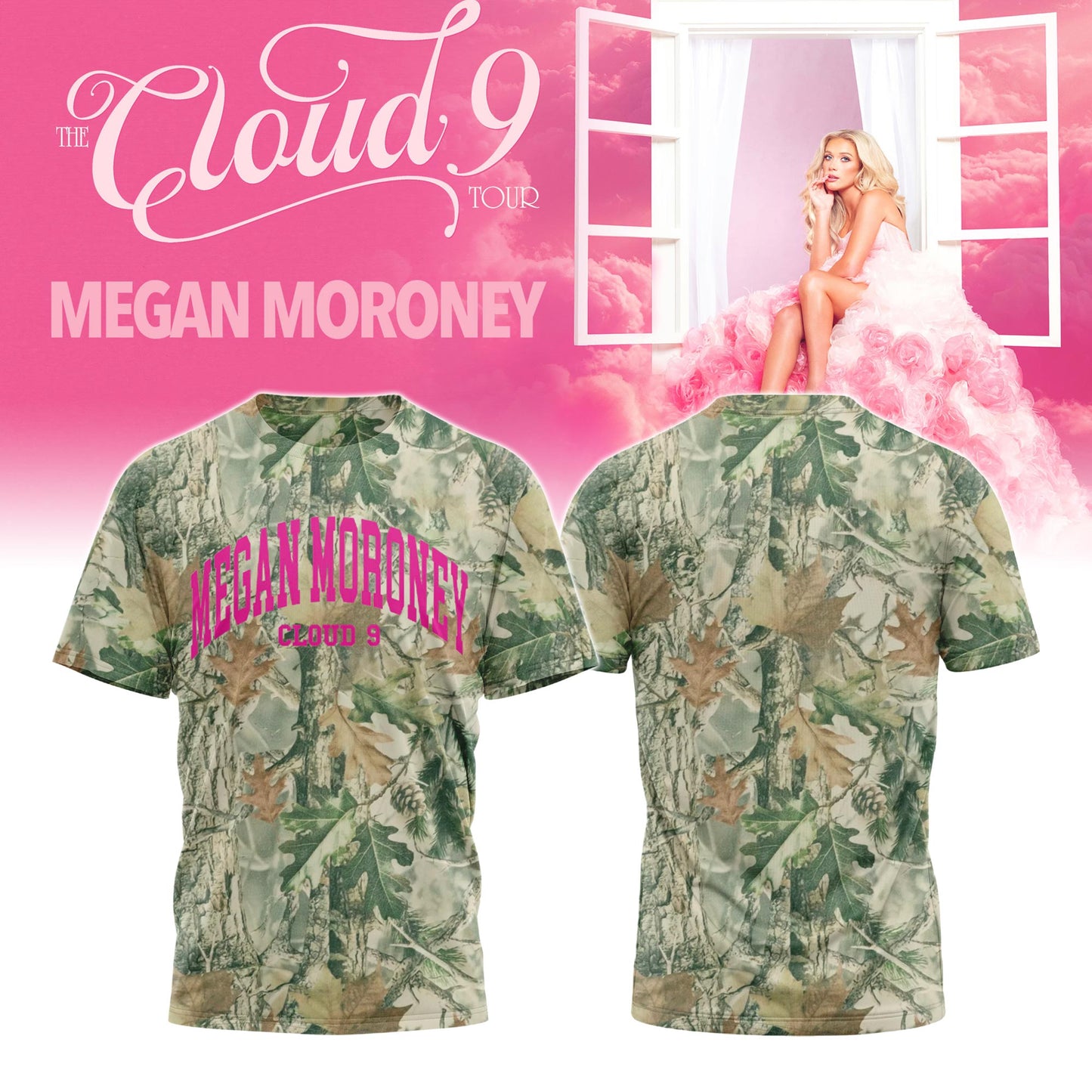 The CLOUD 9 Tour Megan Moroney Limited Edition T-shirt Camo version