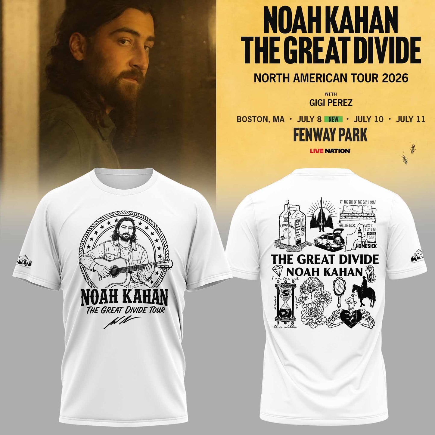 _ Noah Kahan × Boston Red Sox – The Great Divide Tour 2026 Limited Tshirt