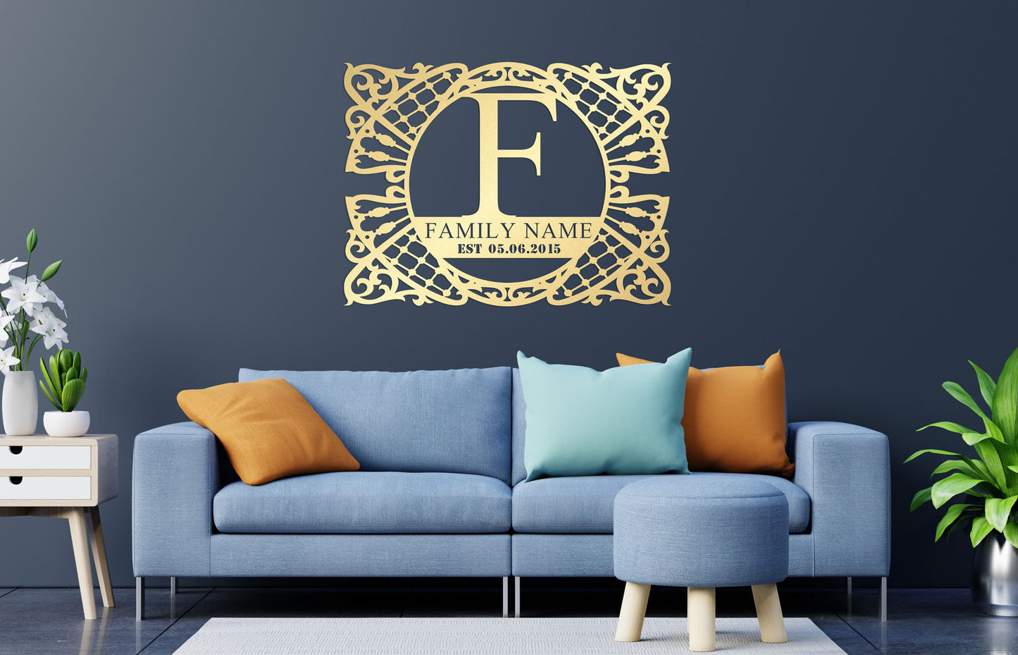 Personalized Metal Family Name Sign, Large Metal Wall Art and Decor,  Customized Home Decoration, Wedding Gift for Couple, Contemporary Art