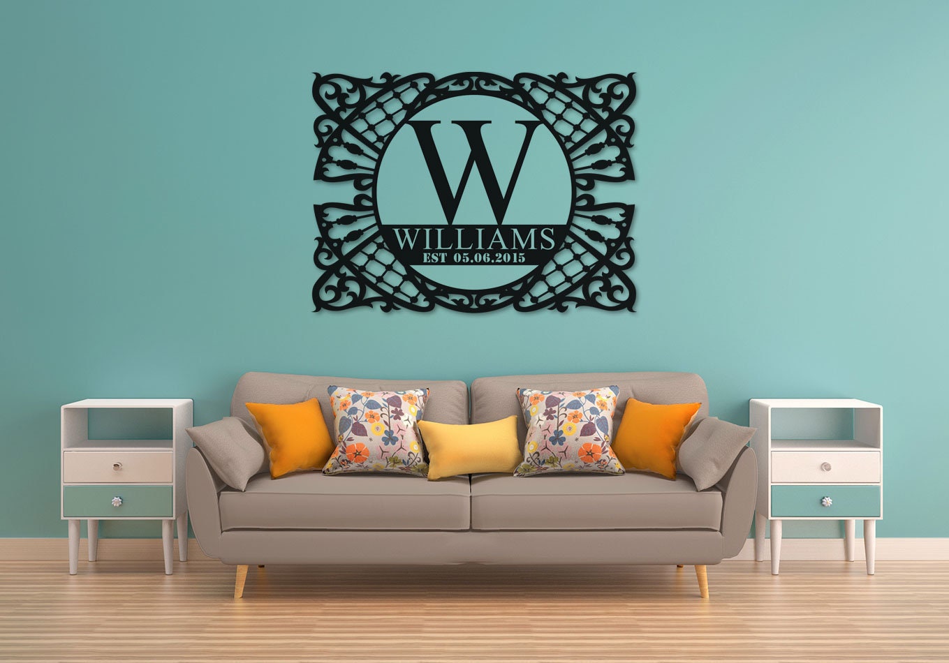 Personalized Metal Family Name Sign, Large Metal Wall Art and Decor,  Customized Home Decoration, Wedding Gift for Couple, Contemporary Art