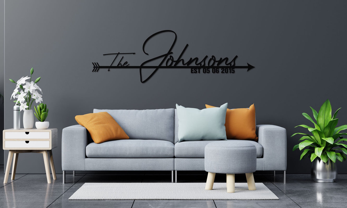 Gold Arrow Metal Personalized Family Name Sign, Large Metal Wall Art,  Customized Home Decoration, New Home, Personalized Unique Gifts