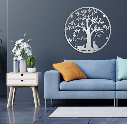 Cats under the Tree  Metal Wall Art , Customized Home Decoration, Wedding, Wedding Gift,  Personalized Unique Wedding, Home Gifts for Couple