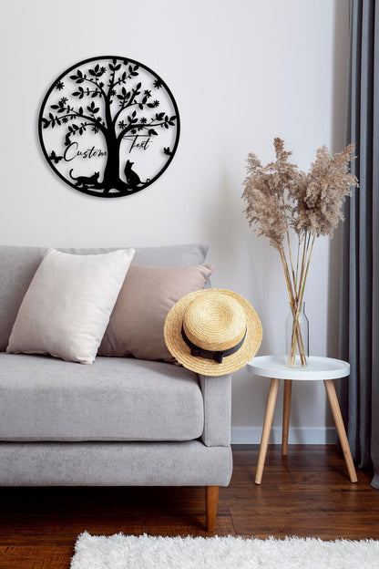 Cats under the Tree  Metal Wall Art , Customized Home Decoration, Wedding, Wedding Gift,  Personalized Unique Wedding, Home Gifts for Couple