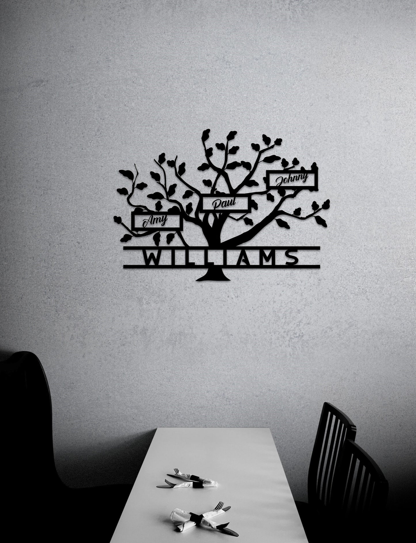 Metal Family Tree Name Sign, Large Metal Wall Art and Decor,  Customized Home Decoration Wedding Gift for Couple, Personalized Unique Gifts