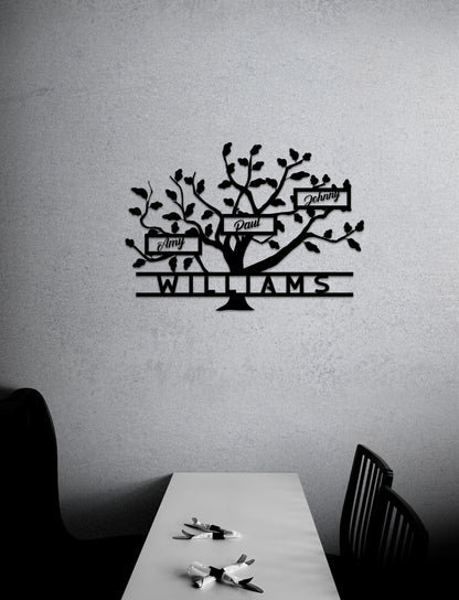 Metal Family Tree Name Sign, Large Metal Wall Art and Decor,  Customized Home Decoration Wedding Gift for Couple, Personalized Unique Gifts