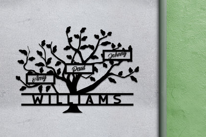 Metal Family Tree Name Sign, Large Metal Wall Art and Decor,  Customized Home Decoration Wedding Gift for Couple, Personalized Unique Gifts