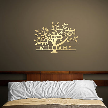 Metal Family Tree Name Sign, Large Metal Wall Art and Decor,  Customized Home Decoration Wedding Gift for Couple, Personalized Unique Gifts