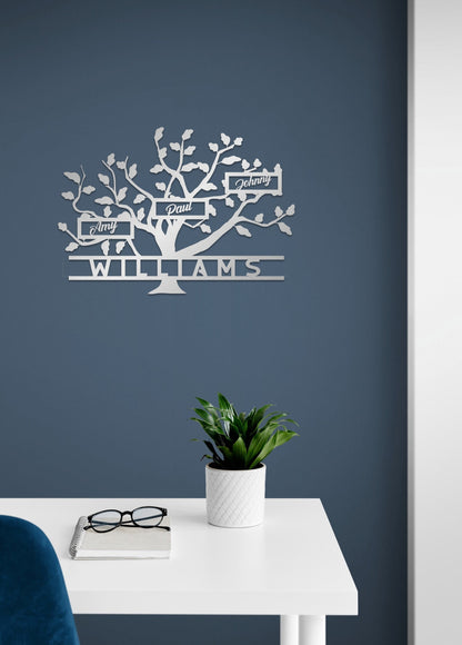 Metal Family Tree Name Sign, Large Metal Wall Art and Decor,  Customized Home Decoration Wedding Gift for Couple, Personalized Unique Gifts