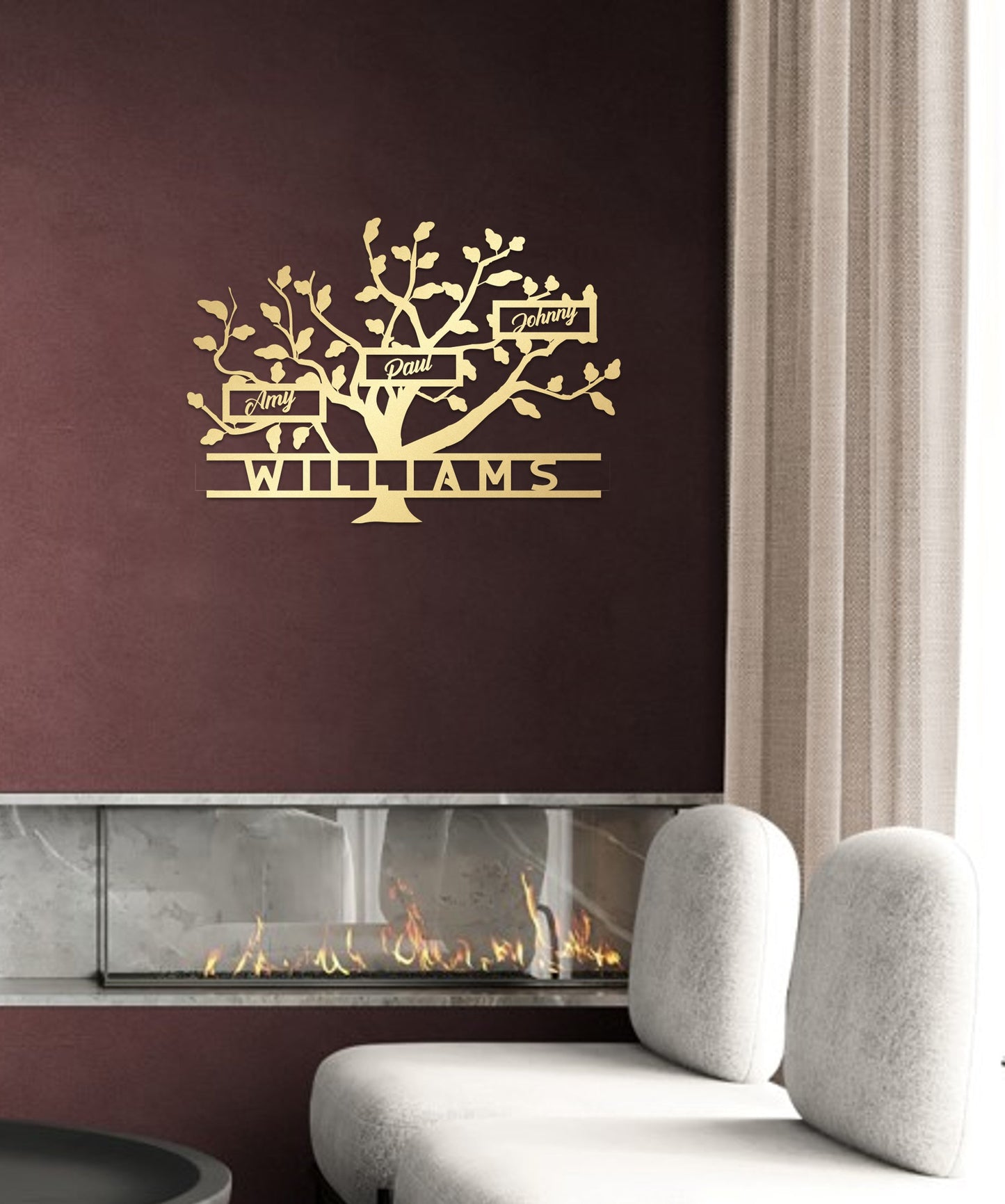 Metal Family Tree Name Sign, Large Metal Wall Art and Decor,  Customized Home Decoration Wedding Gift for Couple, Personalized Unique Gifts