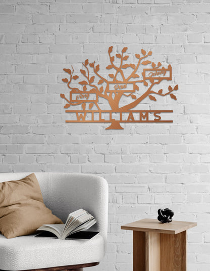 Metal Family Tree Name Sign, Large Metal Wall Art and Decor,  Customized Home Decoration Wedding Gift for Couple, Personalized Unique Gifts