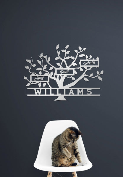 Metal Family Tree Name Sign, Large Metal Wall Art and Decor,  Customized Home Decoration Wedding Gift for Couple, Personalized Unique Gifts