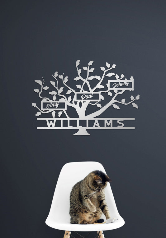 Metal Family Tree Name Sign, Large Metal Wall Art and Decor,  Customized Home Decoration Wedding Gift for Couple, Personalized Unique Gifts
