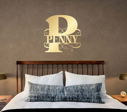 Custom Metal Last Name Sign: Monogram Wall Decor