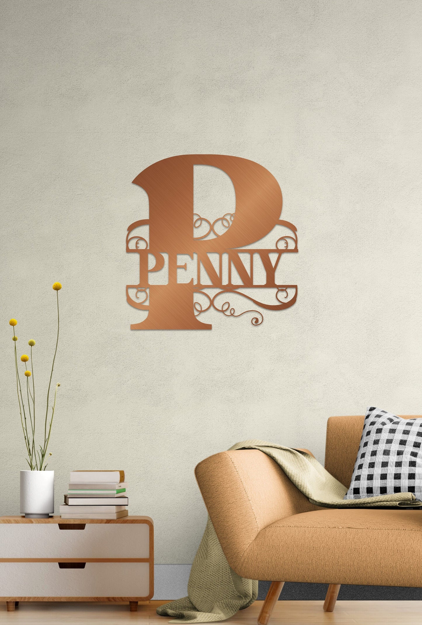 Custom Metal Last Name Sign: Monogram Wall Decor