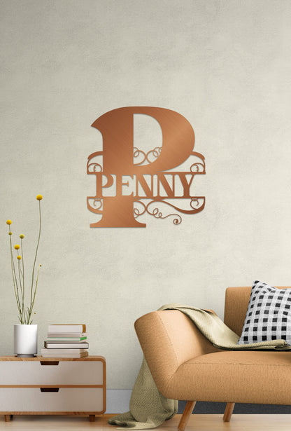 Custom Metal Last Name Sign: Monogram Wall Decor
