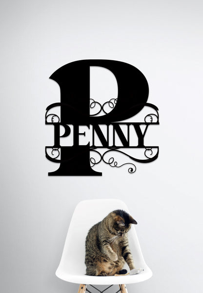 Custom Metal Last Name Sign: Monogram Wall Decor