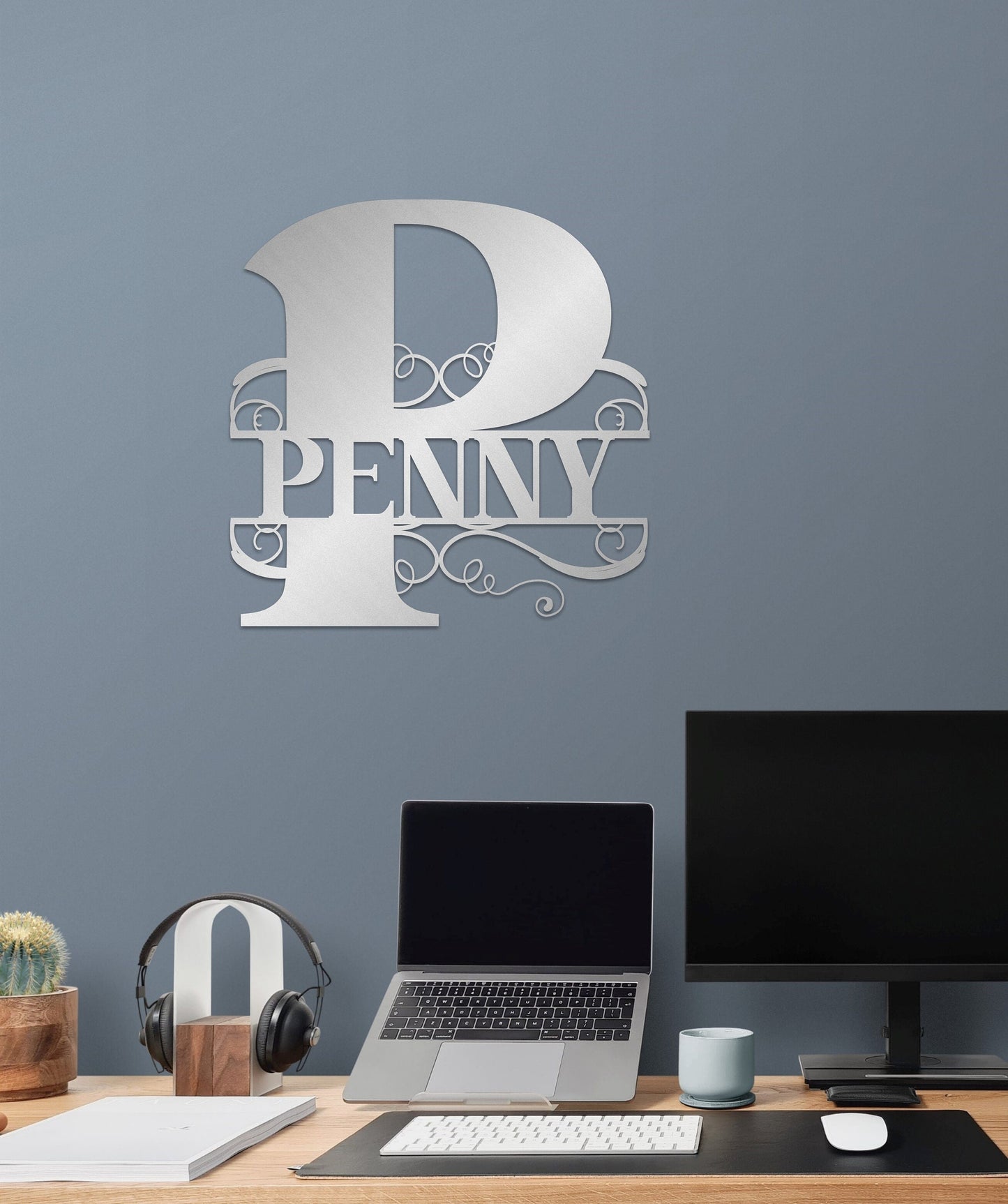 Custom Metal Last Name Sign: Monogram Wall Decor