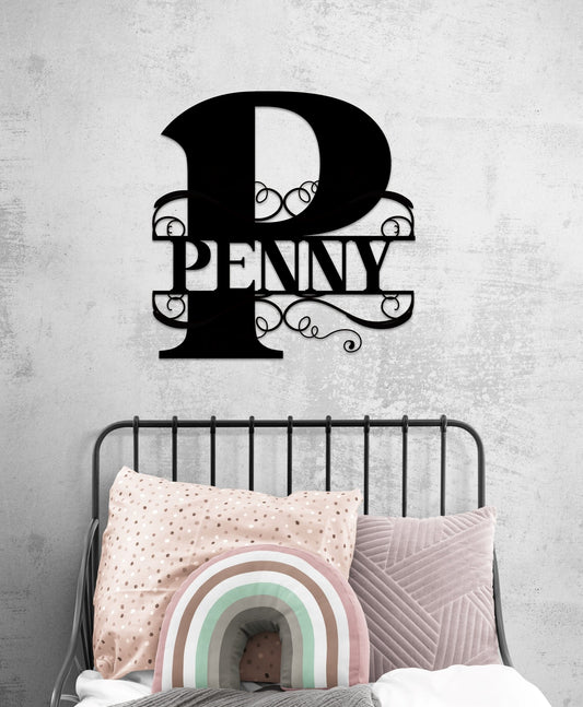 Custom Metal Last Name Sign: Monogram Wall Decor