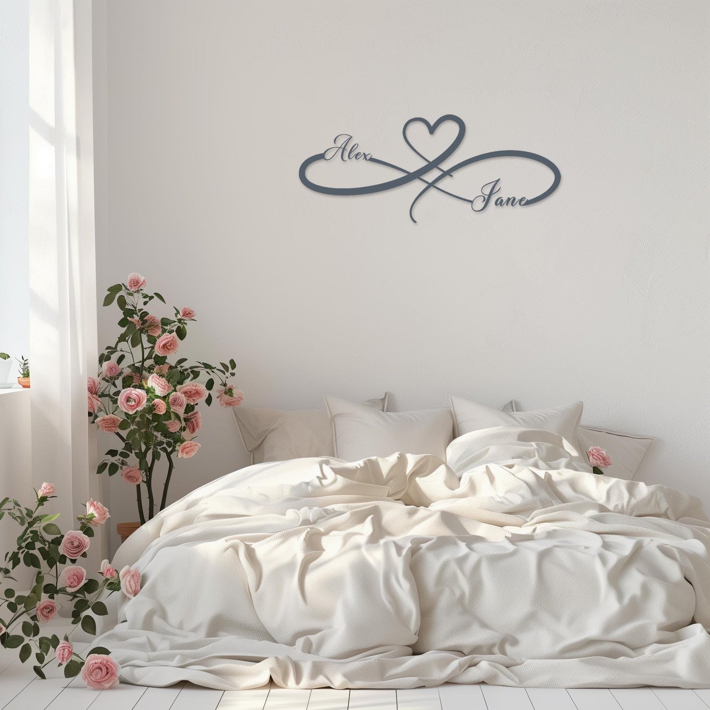 Personalized Family Name Metal Wall Art • Custom Infinity Love Steel Wall Sign • Bedroom Wall Decor • Indoor & Outdoor Modern Wall Hanging